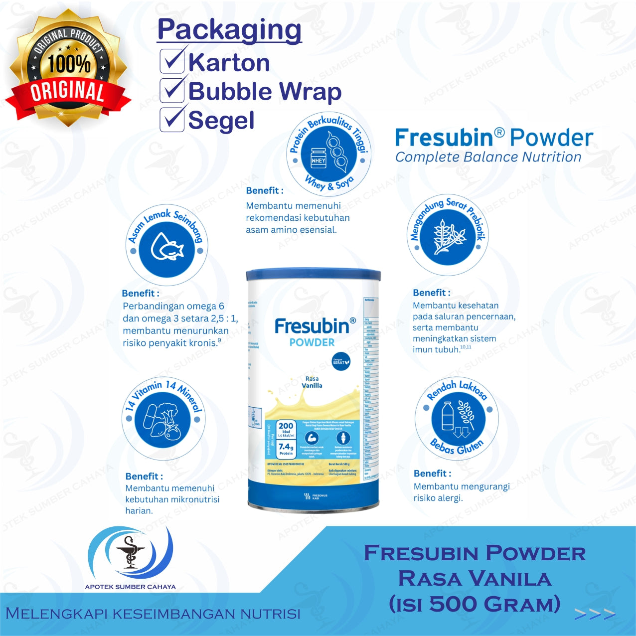FRESUBIN POWDER RASA VANILA (isi 500 Gram)