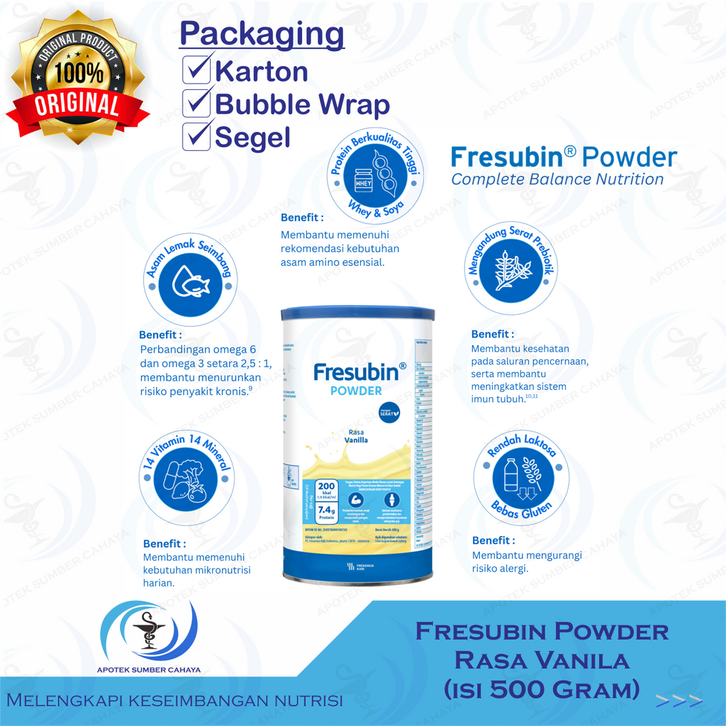 FRESUBIN POWDER RASA VANILA (isi 500 Gram)