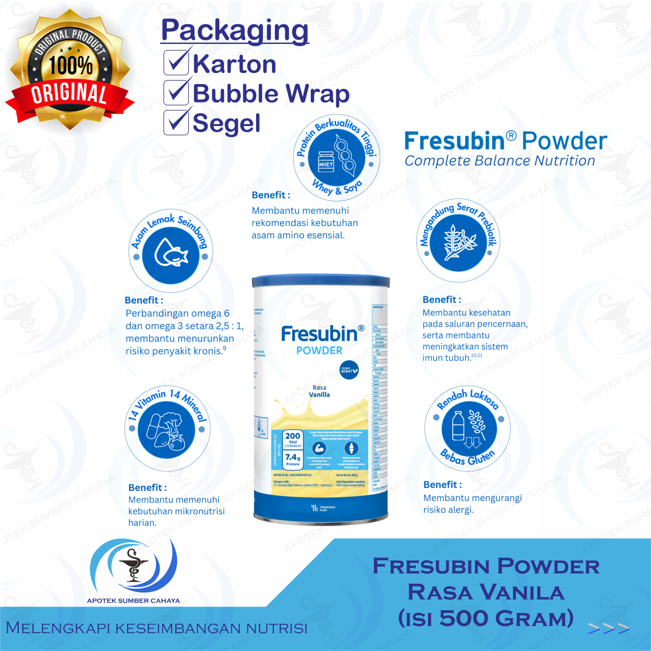 FRESUBIN POWDER RASA VANILA (isi 500 Gram)