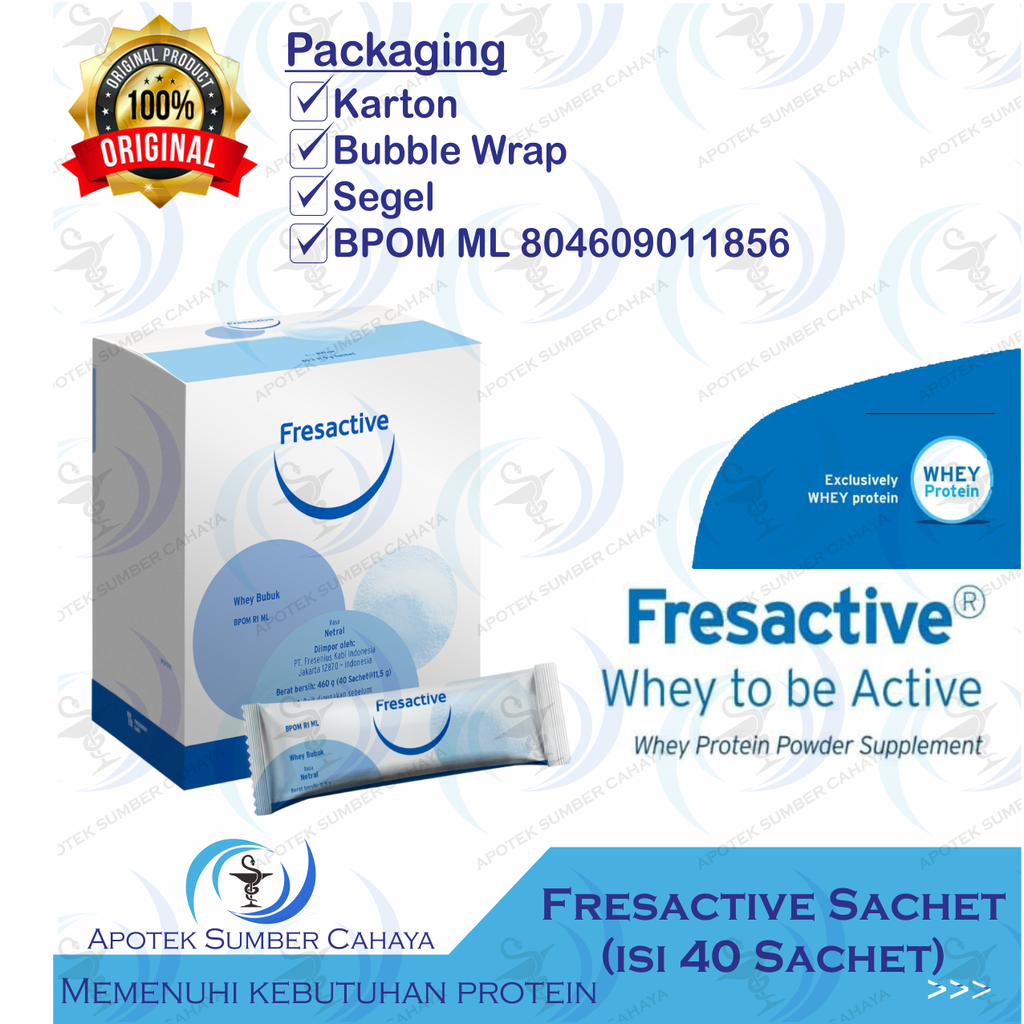 FRESACTIVE Sachet - Whey Protein (isi 40 Sahcet @11,5 Gram)
