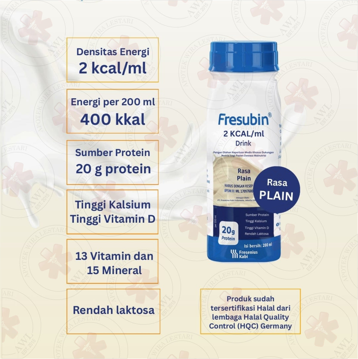 FRESUBIN 2KCAL PLAIN (isi 4 Botol)