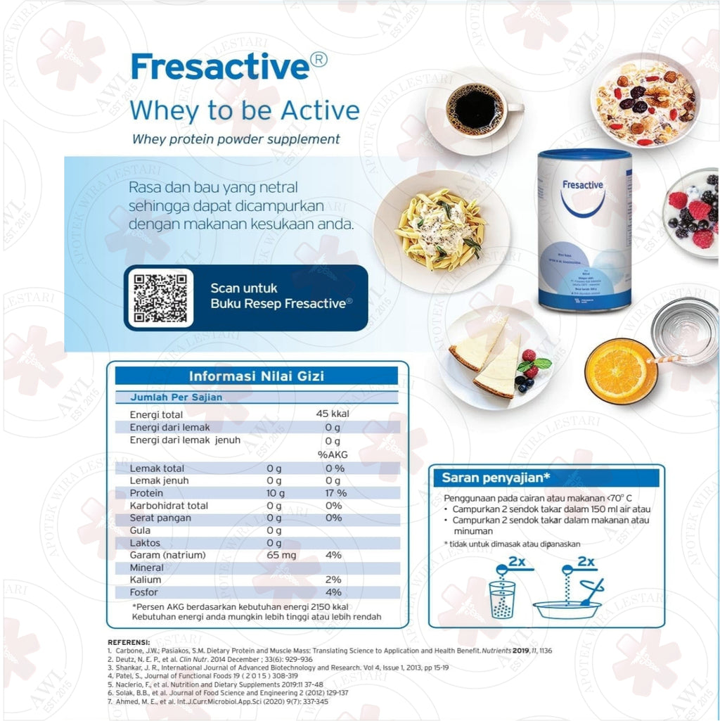 FRESACTIVE WHEY PROTEIN BUBUK (isi 300 Gram)